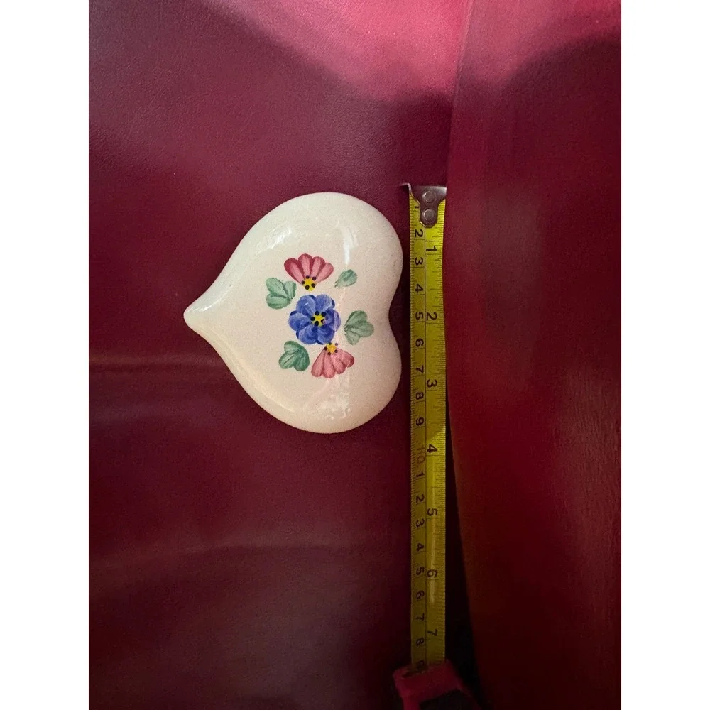 Lasting Products Inc Vintage Ceramic Heart Ornaments Hand Painted‎ Floral Set 3